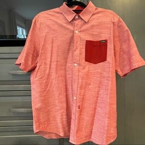 Volcom Short Sleeve Button Down Pink/Red Size L